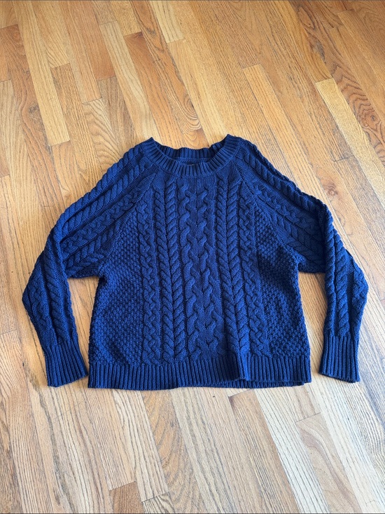 aerie Sweaters - aerie Navy Cable-Textured Crewneck Sweater Small